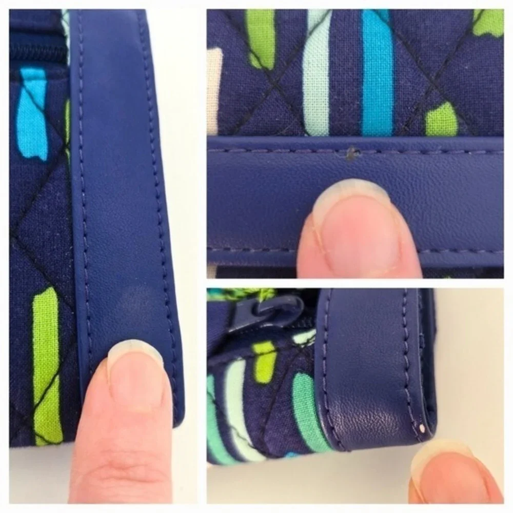 Vera Bradley Blue & Green‎ Striped Katalina Showers Trifold Wallet - Picture 5 of 6